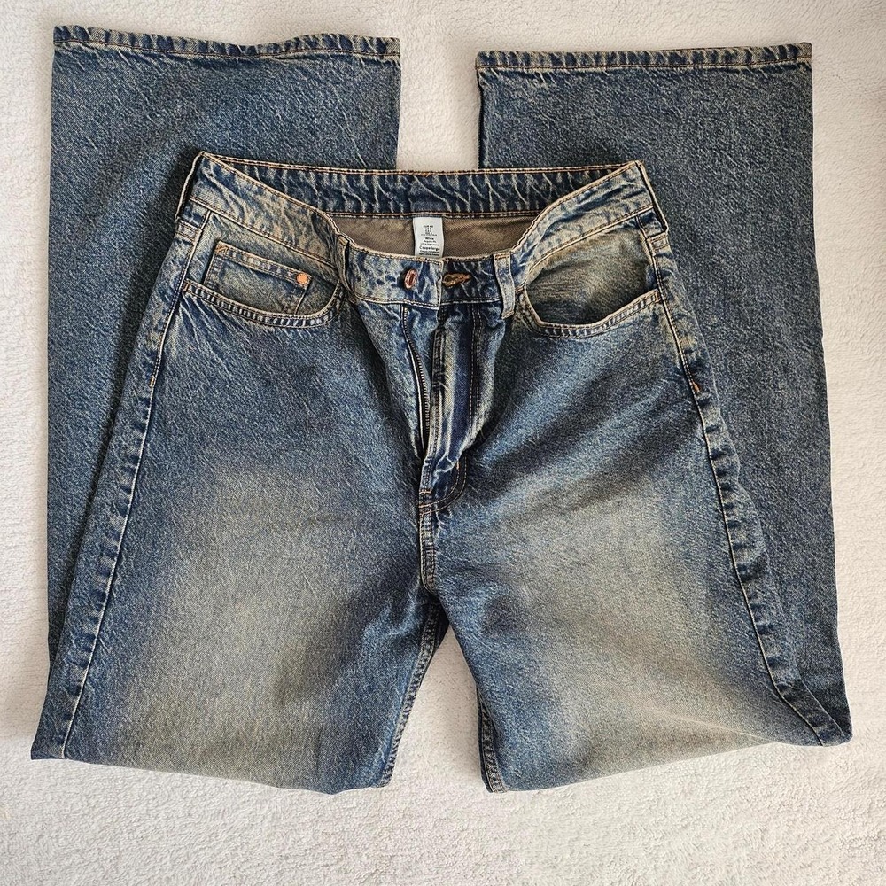 &denim wide leg jeans
